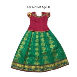 South Indian Lehenga skirt GREEN & Maroon 28"
